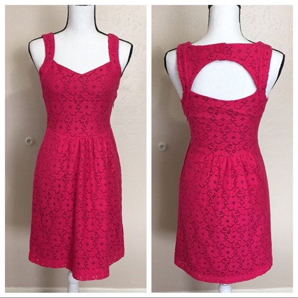 Anthropologie Dresses & Skirts - Anthropologie Deletta Hot Pink Lace Cutout Dress